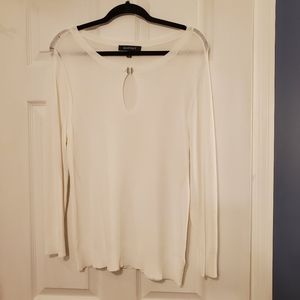 White Ellen Tracy Keyhole Knit Sweater